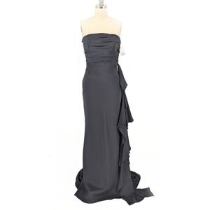 Vintage Jenny Kim Strapless Gown Black 0/2 formal wedding classic preppy prom